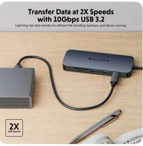 Hiper | „HyperDrive Next 8 Port“ USB-C šakotuvas, 140 W | Ethernet LAN (RJ-45) jungtys 1 | HDMI jungtys kiekis 1