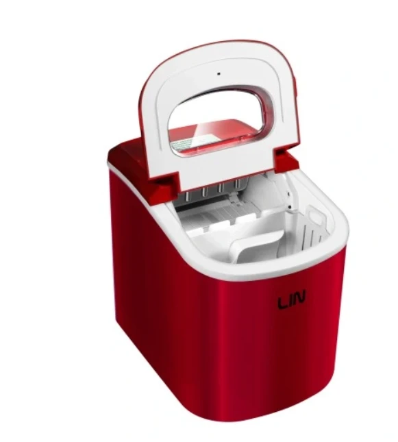 Nešiojamasis ledo kubelių gaminimo aparatas LIN ICE PRO-R12, raudonas
