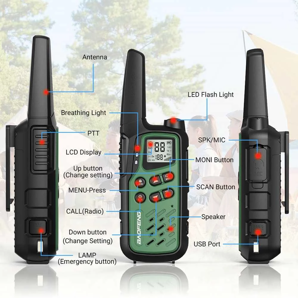 Walkie-Talkie Baofeng BF-T25E Žalias, 2 pieces