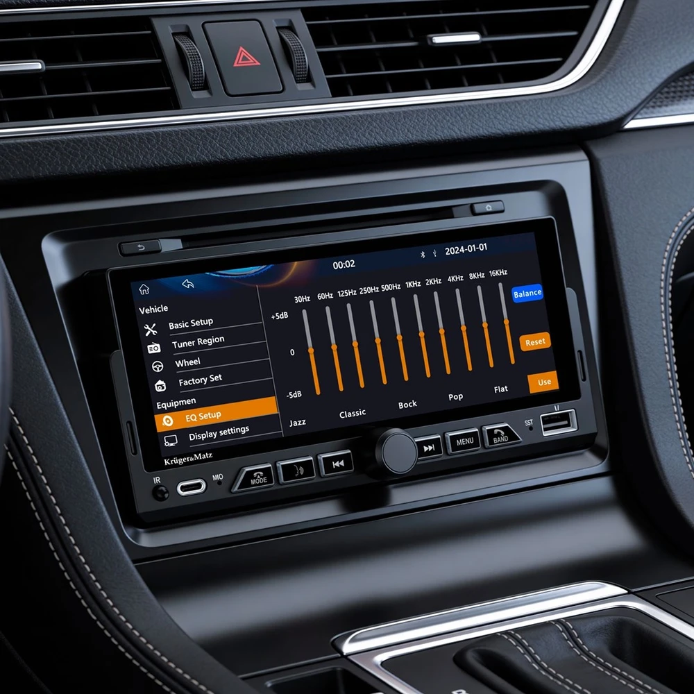 Automagnetola Kruger & Matz KM2017 1DIN CarPlay/AndroidAuto automobilio radijas