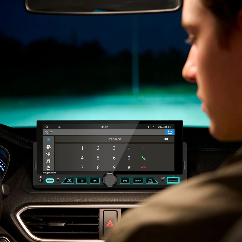 Automagnetola Kruger & Matz KM2017 1DIN CarPlay/AndroidAuto automobilio radijas