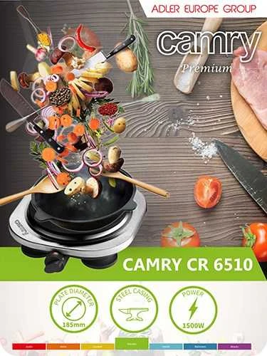 Adler Camry | CR 6510 | Degiklių / virimo zonų skaičius: 1 | Sukamoji rankenėlė | Elektrinė | Nerūdijantis plienas