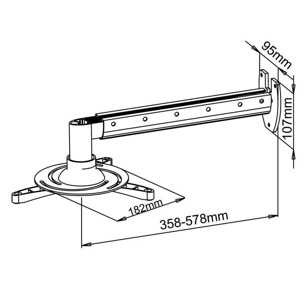 ART RAMP P-103 ART Laikiklis P-103 *36-58cm* prie projektoriaus juodas 15KG tvirtinimas prie sienos