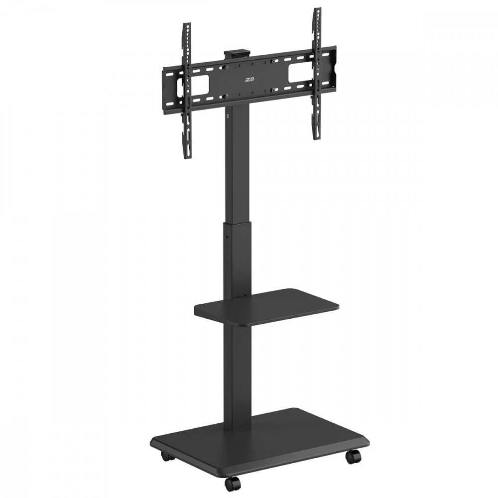 Laikiklis Televizoriaus stovas / vežimėlis „Ergo-Office“, maks. apkrova 50 kg / 5kg lentyna, maks. VESA 600x400, įmontuotas maitinimo lizdas, juodas, ER-304 B