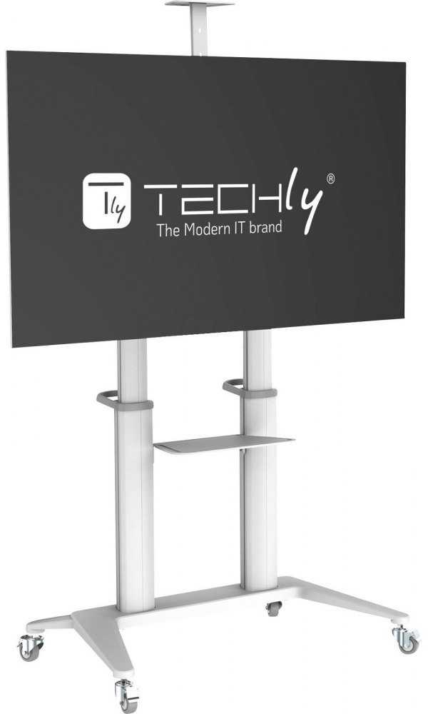 Techly TV laikiklis Mobilus TV laikiklis 70-120" iki 140kg reguliuojamas su 2 lentynomis