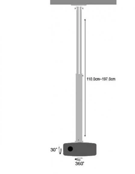 Techly Projektoriaus laikiklis 110–190 cm, luboms, 15 kg, sidabro spalvos