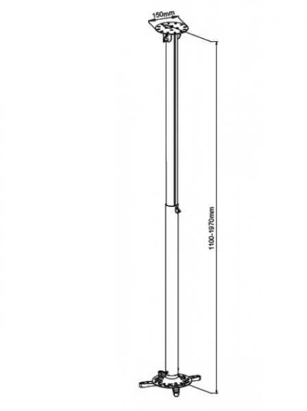 Techly Projektoriaus laikiklis 110–190 cm, luboms, 15 kg, sidabro spalvos