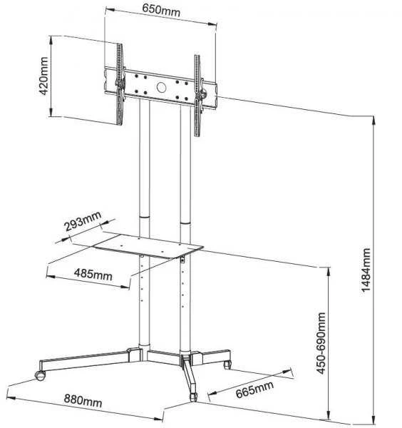 Laikiklis Techly Stojak mobilny lcd/led 30-65cali,60kg, regulowany