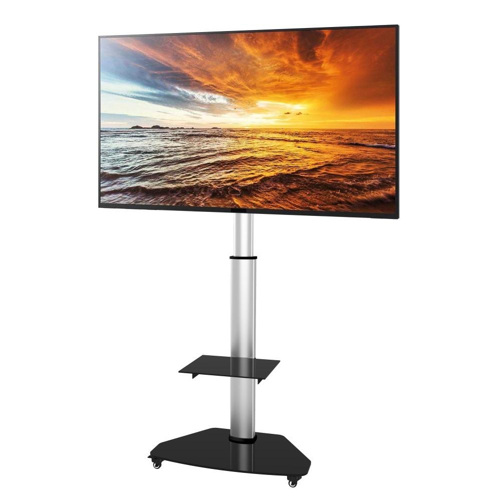 Techly grindų stovas su lentyna vežimėliu TV LCD/LED/Plasma 37-70" sidabro