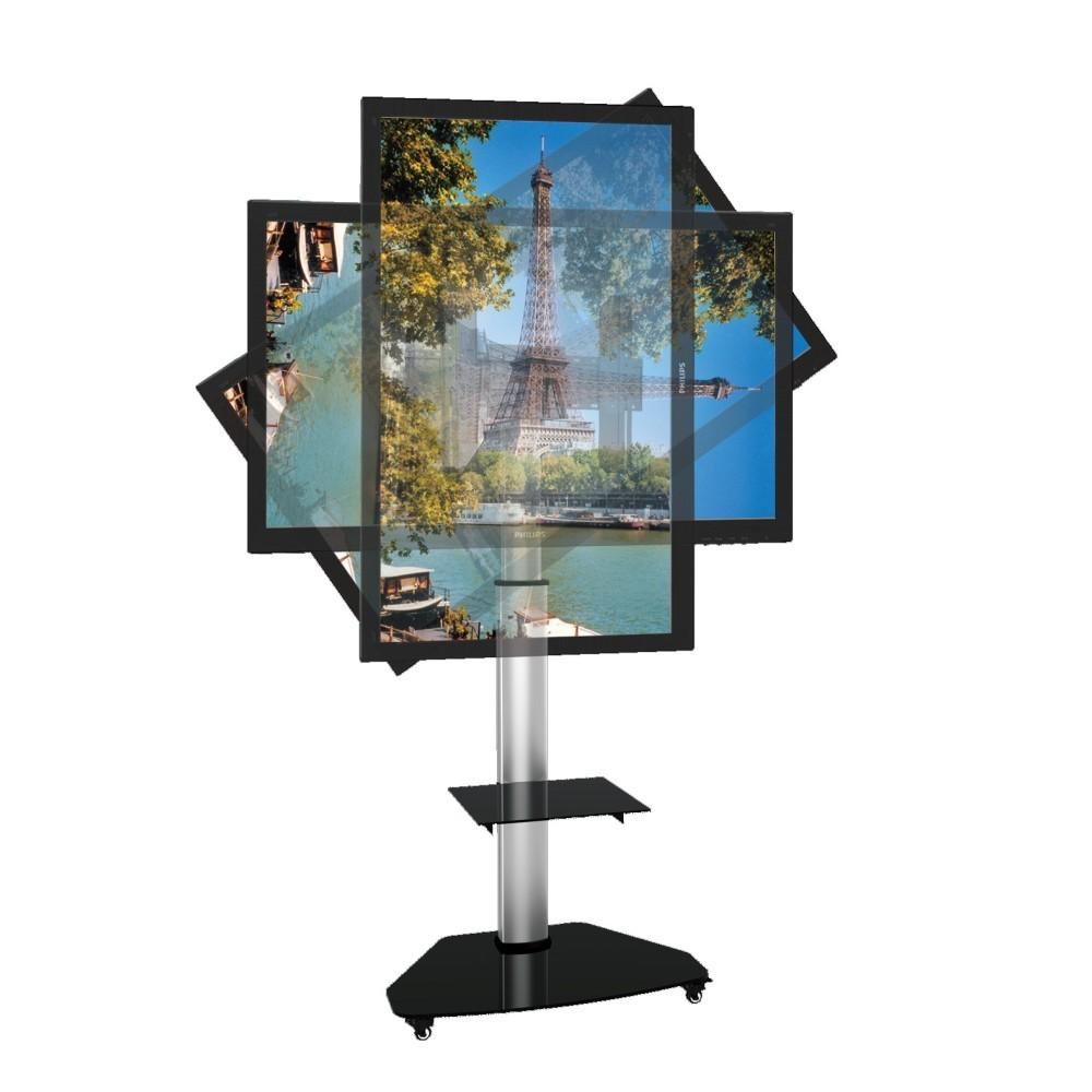 Techly grindų stovas su lentyna vežimėliu TV LCD/LED/Plasma 37-70" sidabro