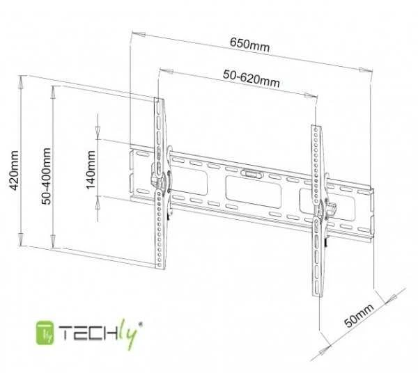 Techly TV laikiklis prie sienos LCD/LED 40-65 colių 60 kg