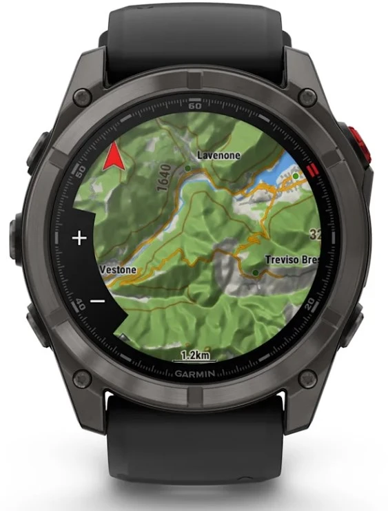 Išmanusis laikrodis Garmin fēnix® 8 Pro – 51 mm, AMOLED Sapphire, Pilkos anglies spalvos DLC titanas su juodos / pilkos akmenukų spalvos silikoniniu dirželiu | 010-03199-01