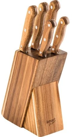 Lamart 5 peilių rinkinys WOOD LT2080 bloke
