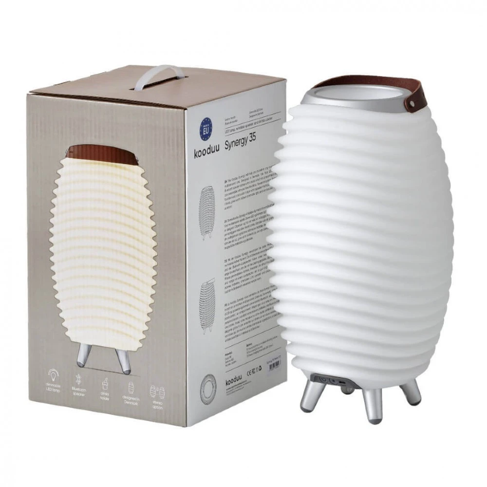 Kooduu synergy 35 LED lempa su garsiakalbiu ir gėrimų aušintuvu - 41 x 24 cm, balta