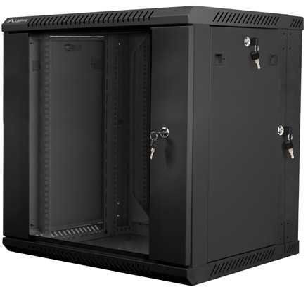 Lanberg Dviejų sekcijų prie sienos montuojama instaliacinė spintelė 19 colių 12u 600x600mm juoda