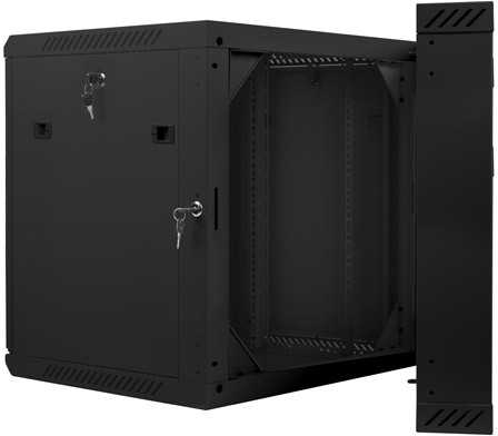 Lanberg Dviejų sekcijų prie sienos montuojama instaliacinė spintelė 19 colių 12u 600x600mm juoda