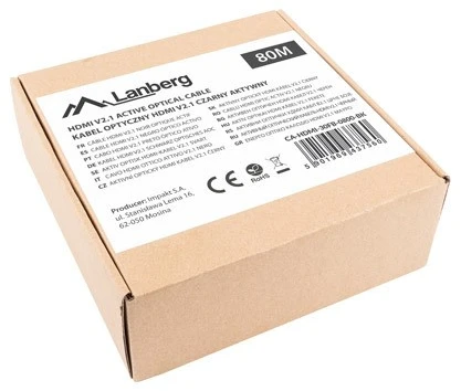 Lanberg HDMI laidas m/m v2.1 80m 8k juodas optinis aoc