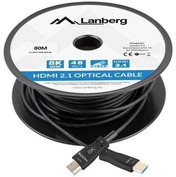 Lanberg HDMI laidas m/m v2.1 80m 8k juodas optinis aoc