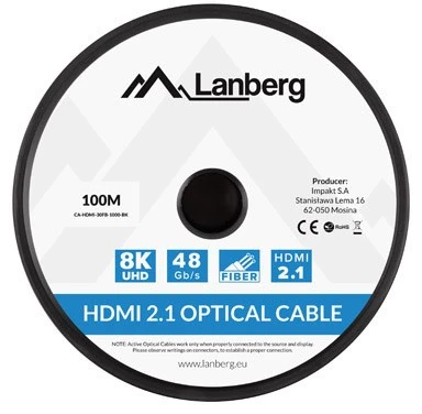 LANBERG HDMI v2.1 8K M/M kabelis 100m optinis AOC