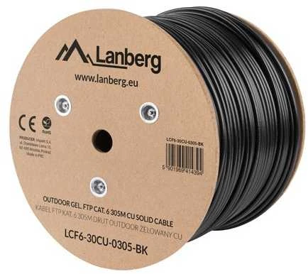 LANBERG LCF6-30CU-0305-BK Lanberg FTP kietas lauko gelis. kabelis, CU, kat.6, 305m, Pilka