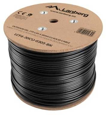 LANBERG LCF6-30CU-0305-BK Lanberg FTP kietas lauko gelis. kabelis, CU, kat.6, 305m, Pilka