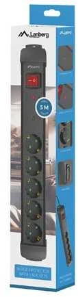 Lanberg Maitinimo juosta 5,0 m 5x230 sc sp1-05f-0500-bk