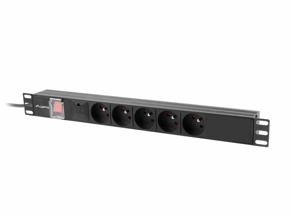 Lanberg Rack maitinimo lizdas PDU 19 colių 1u 16A 5x230V 2m juodas C14