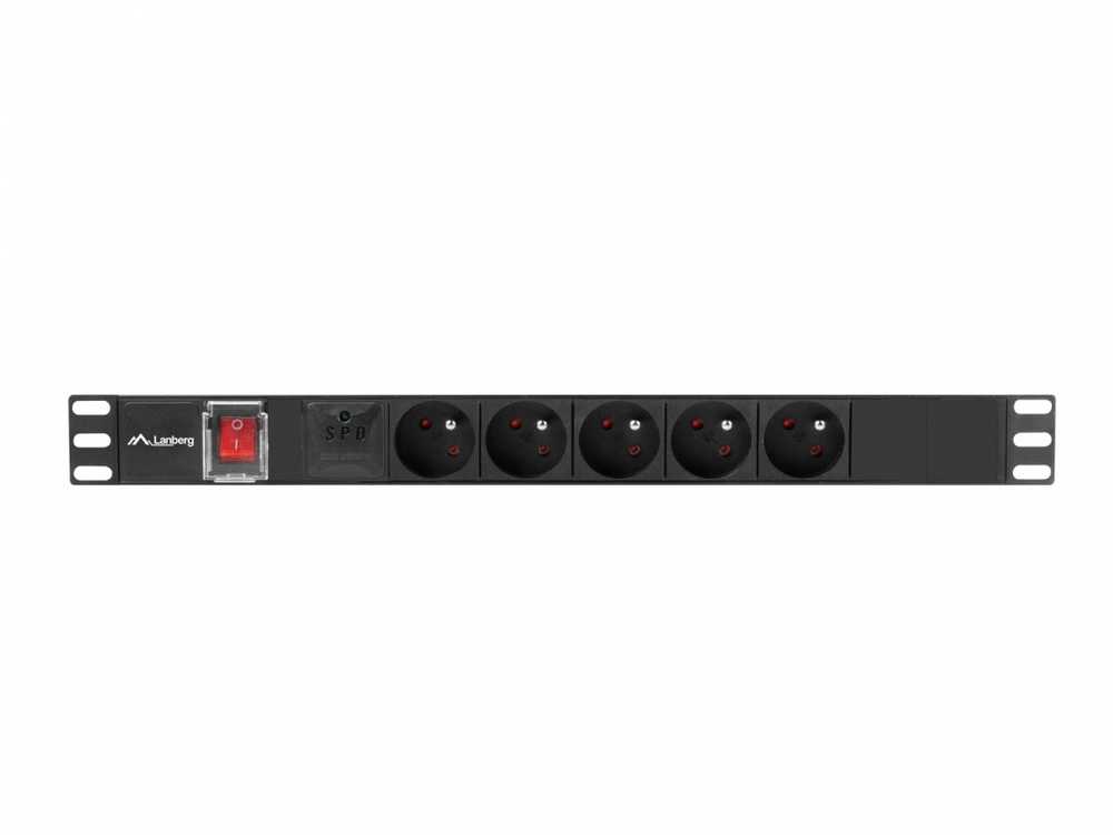 Lanberg stovo maitinimo juosta PDU 19" 1U 10A 5x PL 2m juoda C14