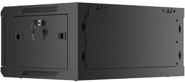 Pakabinama instaliacinė spintelė 19" 4u 600x450 juodos Lanberg perforuotos durys (plokščia pakuotė)