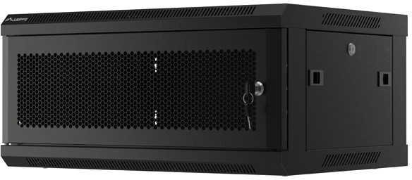 Pakabinama instaliacinė spintelė 19" 4u 600x450 juodos Lanberg perforuotos durys (plokščia pakuotė)