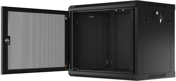 Lanberg Pakabinama spintelė 19 colių 9u 600x450 perforuotos durys (plokščia pakuotė) juoda