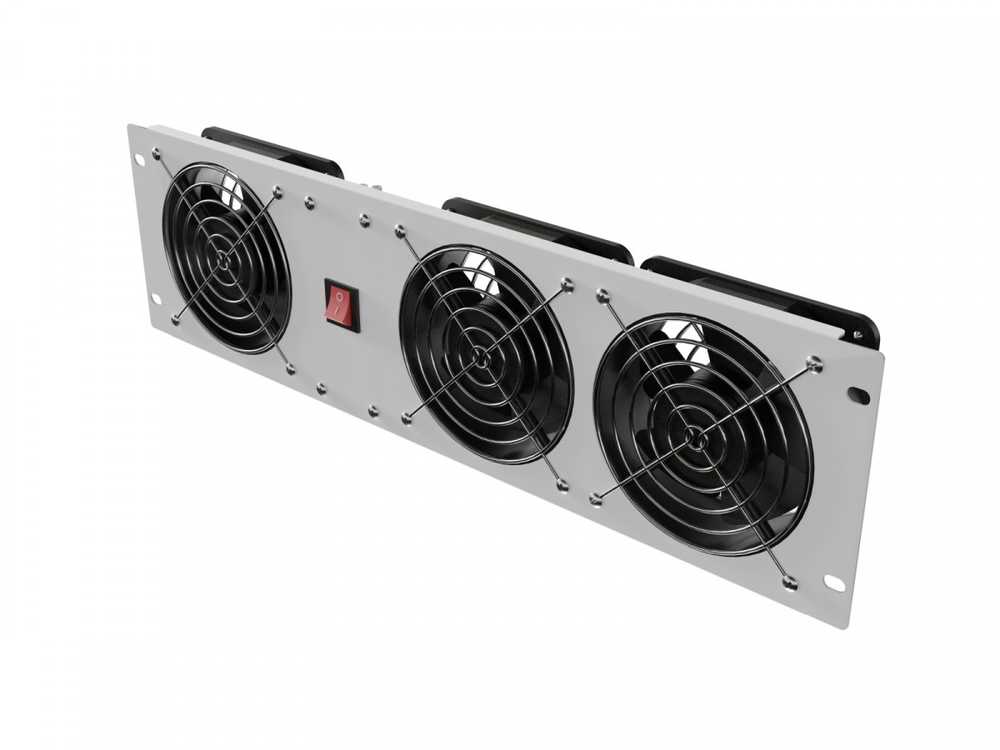 Lanberg vertikali vėdinimo plokštė 19" 3U stovui, trys ventiliatoriai, 230V | AK-1506-S | Pilkas