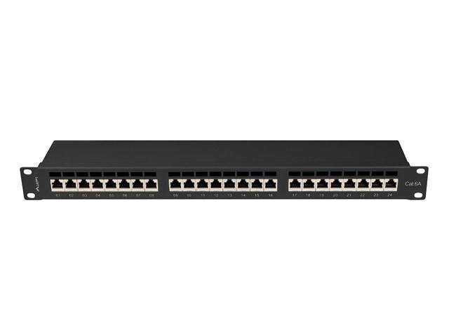 LANBERG patch panel 24 port 1U cat.6A FTP juodas
