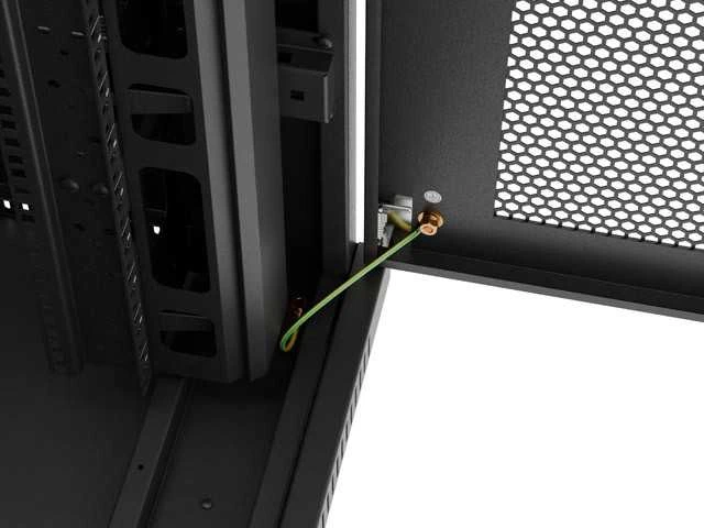 Lanberg 19 colių 47u 800x800 pastatoma rack spintelė su perforuotomis durelėmis, LCD, juoda (plokštos konstrukcijos)