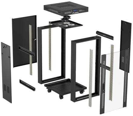 Lanberg grindų pastatoma rack spintelė 19" 24U 600x600 juoda stiklinės durys LCD V2