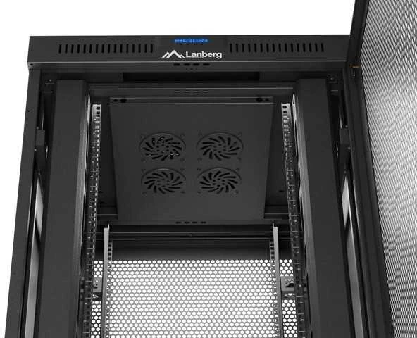 Lanberg 19 colių 47u 800x800 pastatoma rack spintelė su perforuotomis durelėmis, LCD, juoda (plokštos konstrukcijos)