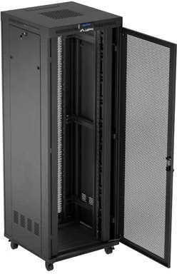Lanberg 19 colių 47u 800x800 pastatoma rack spintelė su perforuotomis durelėmis, LCD, juoda (plokštos konstrukcijos)