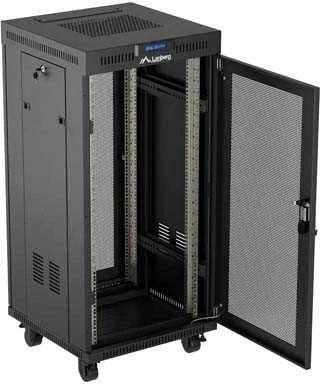Lanberg pastatoma rack spintelė 19" 24U 600x600 juoda perforuotos durelėmis LCD V2