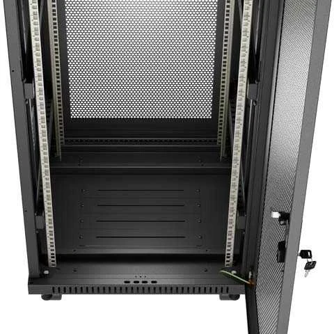 Lanberg pastatoma rack spintelė 19" 24U 600x600 juoda perforuotos durelėmis LCD V2