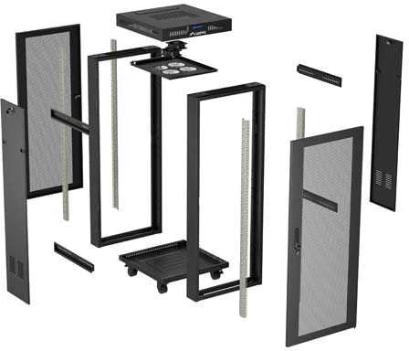 Lanberg pastatoma rack spintelė 19" 24U 600x600 juoda perforuotos durelėmis LCD V2
