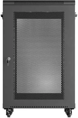 19" 18U 600 × 800 Juodas FLOOR-STANDING RACK CABINET WITH GLASS DOOR, LANBERG (FLAT PACK)