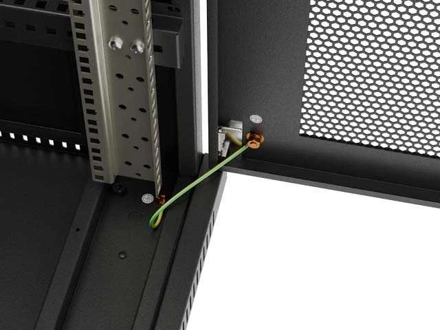 Lanberg pastatoma rack spintelė 19" 24U 600x600 juoda perforuotos durelėmis LCD V2