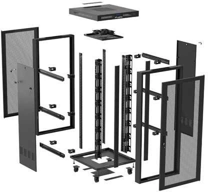 Lanberg 19 colių 47u 800x800 pastatoma rack spintelė su perforuotomis durelėmis, LCD, juoda (plokštos konstrukcijos)