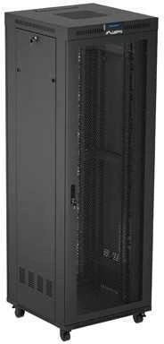 Lanberg 19 colių 47u 800x800 pastatoma rack spintelė su perforuotomis durelėmis, LCD, juoda (plokštos konstrukcijos)