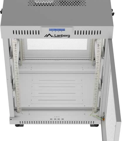 19" 15U 600 × 800 Pilkas FLOOR-STANDING RACK CABINET WITH PERFORATED DOOR AND LCD, LANBERG (FLAT PACK)