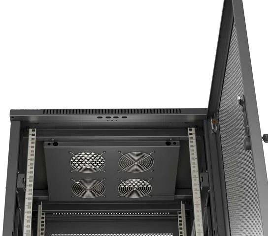19" 18U 600 × 800 Juodas FLOOR-STANDING RACK CABINET WITH GLASS DOOR, LANBERG (FLAT PACK)