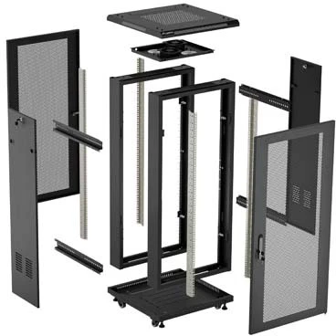 19" 18U 600 × 800 Juodas FLOOR-STANDING RACK CABINET WITH GLASS DOOR, LANBERG (FLAT PACK)