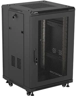 19" 18U 600 × 800 Juodas FLOOR-STANDING RACK CABINET WITH GLASS DOOR, LANBERG (FLAT PACK)