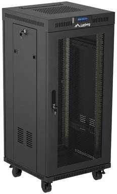 Lanberg pastatoma rack spintelė 19" 24U 600x600 juoda perforuotos durelėmis LCD V2