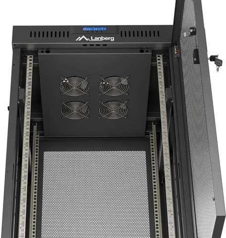 Lanberg pastatoma rack spintelė 19" 24U 600x600 juoda perforuotos durelėmis LCD V2